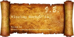 Viszlay Borbála névjegykártya